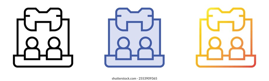virtual event icon. Linear, Blue Fill and Gradient Style Design Isolated On White Background