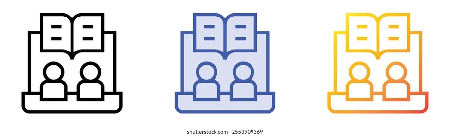 virtual event icon. Linear, Blue Fill and Gradient Style Design Isolated On White Background