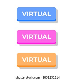 Virtual Events Business Network Web Button Icons Labels Vector