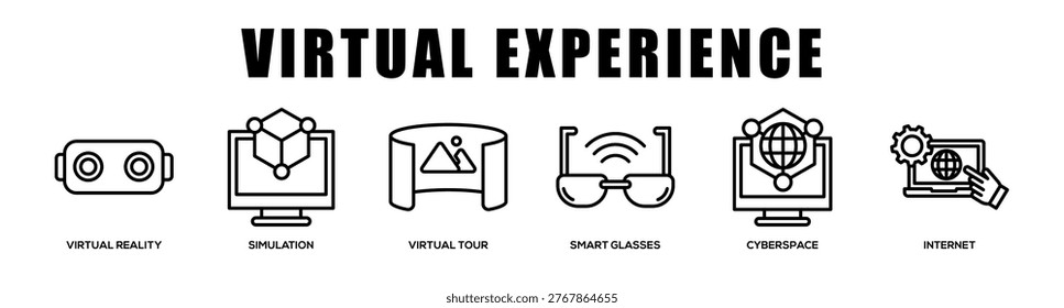 Virtual Experience web banner icon illustration concept