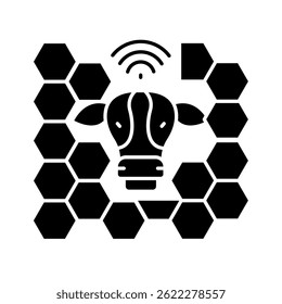 Virtual Fences black glyph icon. Vector isolated element. 