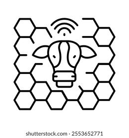 Virtual Fences black line icon. Vector isolated element. Editable stroke.