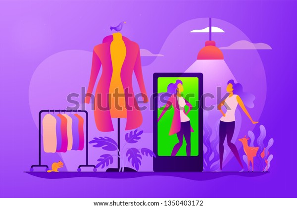 Virtual Fitting Room Online Dressing Ecommerce Stock Vector