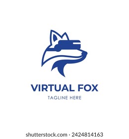 virtual fox. fox and Virtual Reality headset logo design icon.