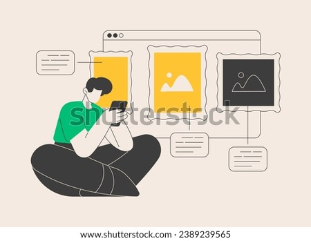 Virtual gallery tour abstract concept vector illustration. Free virtual gallery tour, piece of art, online exhibition experience, social distance, art therapy, online education abstract metaphor.