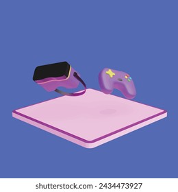 Virtual game concept. Realistic 3d object cartoon style.