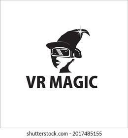virtual game glasses hat magician illustration vektor design logo