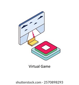 Virtual Game isometric Colored illustration. EPS File stock illustration