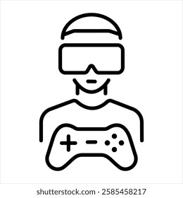 Virtual gaming icon in linear style 