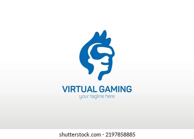 Virtual gaming logo VR vector illustration design