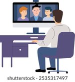 Virtual Gathering, Online Conference, Digital Meeting, Remote Collaboration, Video Chat Session, Web Conference, Connecting Online, Screen to Screen, Virtual Teamwork, Connected Colleagues.