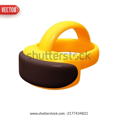 Virtual glasses gaming gadgets. Virtual reality modern device. Realistic 3d design element In plastic cartoon style. Yellow and black Icon isolated on white background. Vector illustration