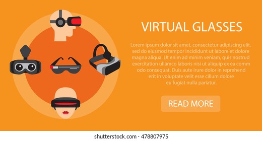 Virtual  glasses horizontal banner advertising vr technology and vr glasses. Isolated vector illustration