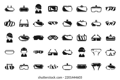 Virtual glasses icons set simple vector. Vr reality. Oculus video