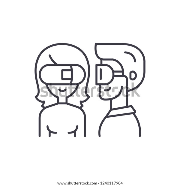Virtual glasses line icon\
concept. Virtual glasses vector linear illustration, symbol,\
sign