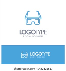 Virtual, Glasses, Medical, Eye Blue Outline Logo Place for Tagline