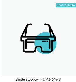 Virtual, Glasses, Medical, Eye turquoise highlight circle point Vector icon