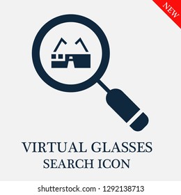 Virtual glasses search icon. Editable Virtual glasses search icon for web or mobile.