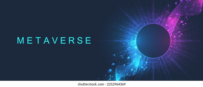 Virtual global internet connection metaverse with a new experience in metaverse virtual reality technology. Metaverse digital world smart futuristic interface technology background, futuristic vector