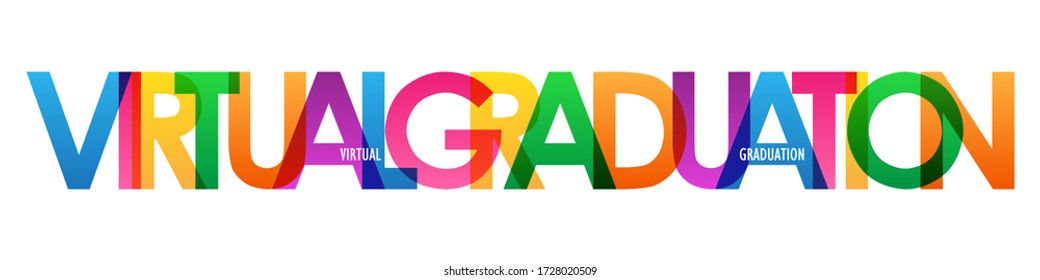 VIRTUAL GRADUATION colorful vector typography banner