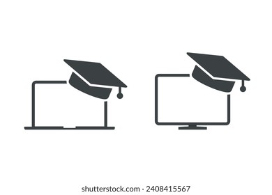 Virtual graduation icon. Illustration vector