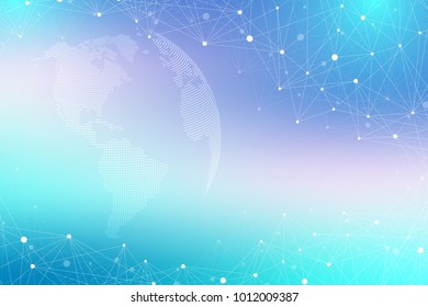 Virtual Graphic Background Communication with World Globe. A sense of science and technology. Digital data visualization. Vector illustration.