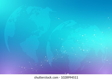 Virtual Graphic Background Communication with World Globe. A sense of science and technology. Digital data visualization. Vector illustration.