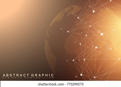 Virtual Graphic Background Communication with World Globe. A sense of science and technology. Digital data visualization. Vector illustration.