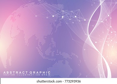 Virtual Graphic Background Communication with World Globe. A sense of science and technology. Digital data visualization. Vector illustration.