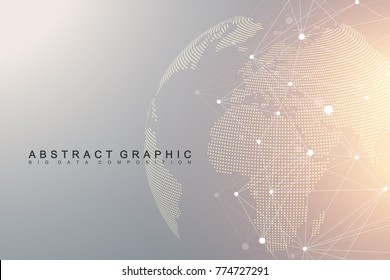 Virtual Graphic Background Communication with World Globe. A sense of science and technology. Digital data visualization. Vector illustration.