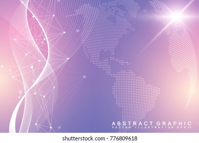 Virtual Graphic Background Communication with World Globe. A sense of science and technology. Digital data visualization. Vector illustration.