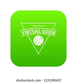 Virtual guide icon green vector isolated on white background