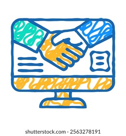 virtual handshake doodle icon sketch vector. virtual handshake sign. isolated symbol illustration