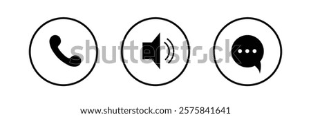 Virtual hangouts icons for conference call. On and off video, sound, camera and call icons isolated on white background. Flat vector illustration .