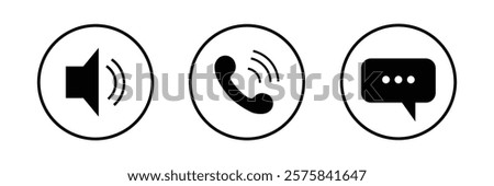 Virtual hangouts icons for conference call. On and off video, sound, camera and call icons isolated on white background. Flat vector illustration .