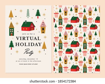 Virtual Holiday Party Invitation Template Design.
