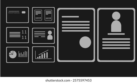 virtual hologram icon pack, card, cv, document, graphic
