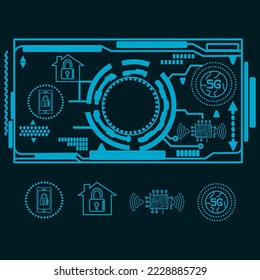 Virtual Home Technology Screen Symbol Vektorgrafik Leicht bearbeitbare Immobilien, 5G Technologietransfer-Konzept