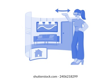 Virtual Home Tour Illustration concept on white background