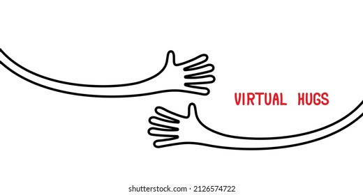 Virtual hugs simple abstract illustration