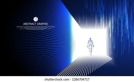 Virtual humans walking in the strange light.