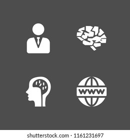 virtual icon. 4 virtual set with manager, www and brain vector icons for web and mobile app
