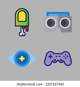 virtual icon set. vector set about finger, gamepad, bionic contact lens and virtual reality icons set.