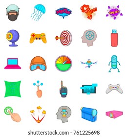 Virtual icons set. Cartoon set of 25 virtual vector icons for web isolated on white background