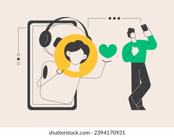 Virtual influencer abstract concept vector illustration. Influencer marketing, digital agency service, virtual character, computer-generated person, social media, brand avatar abstract metaphor.