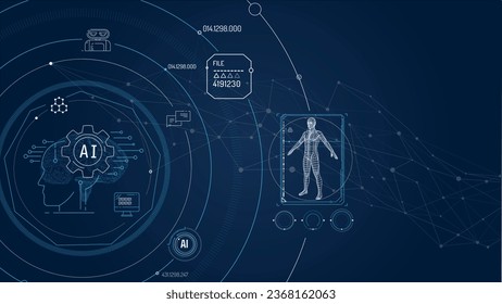 Virtual infographics with artificial intelligence and 3D human model.