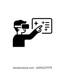 Silhueta de Interação de Interface Virtual. Conceito de controle de dados de realidade aumentada