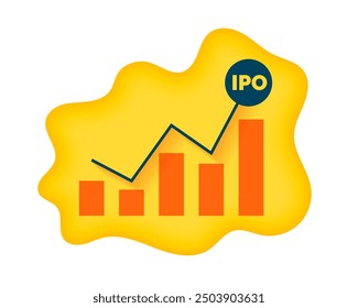 virtueller IPO-Aktie-Starthintergrund mit Finanzgraph-Vektor