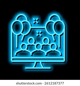 virtual kids party neon light sign vector. virtual kids party illustration
