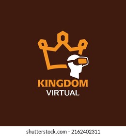 Virtual with king logo design vector graphic symbol icon sign illustration creative idea